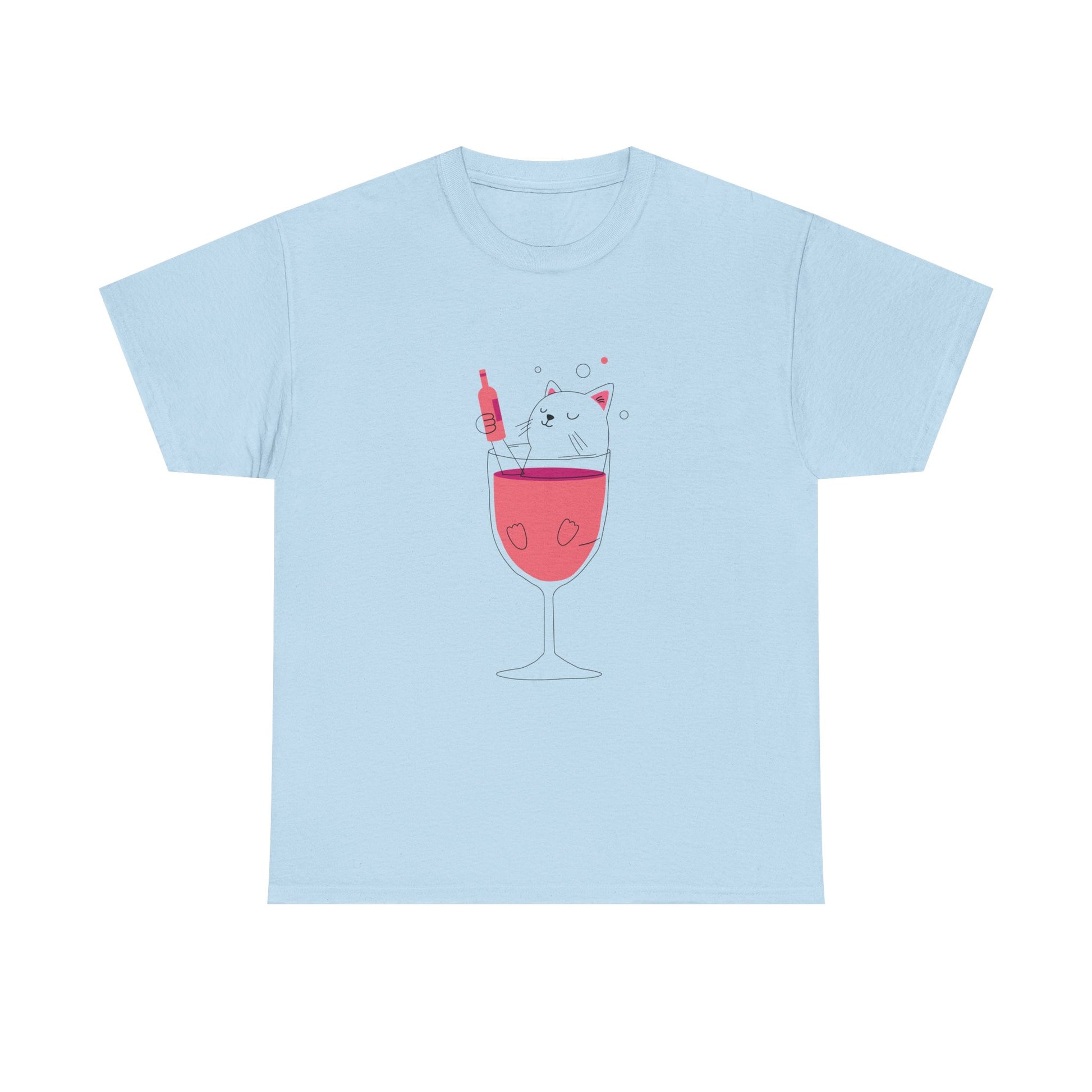 Wine Glass Cat T-Shirt — Cute Cat in a Wine Glass Graphic Tee Printify