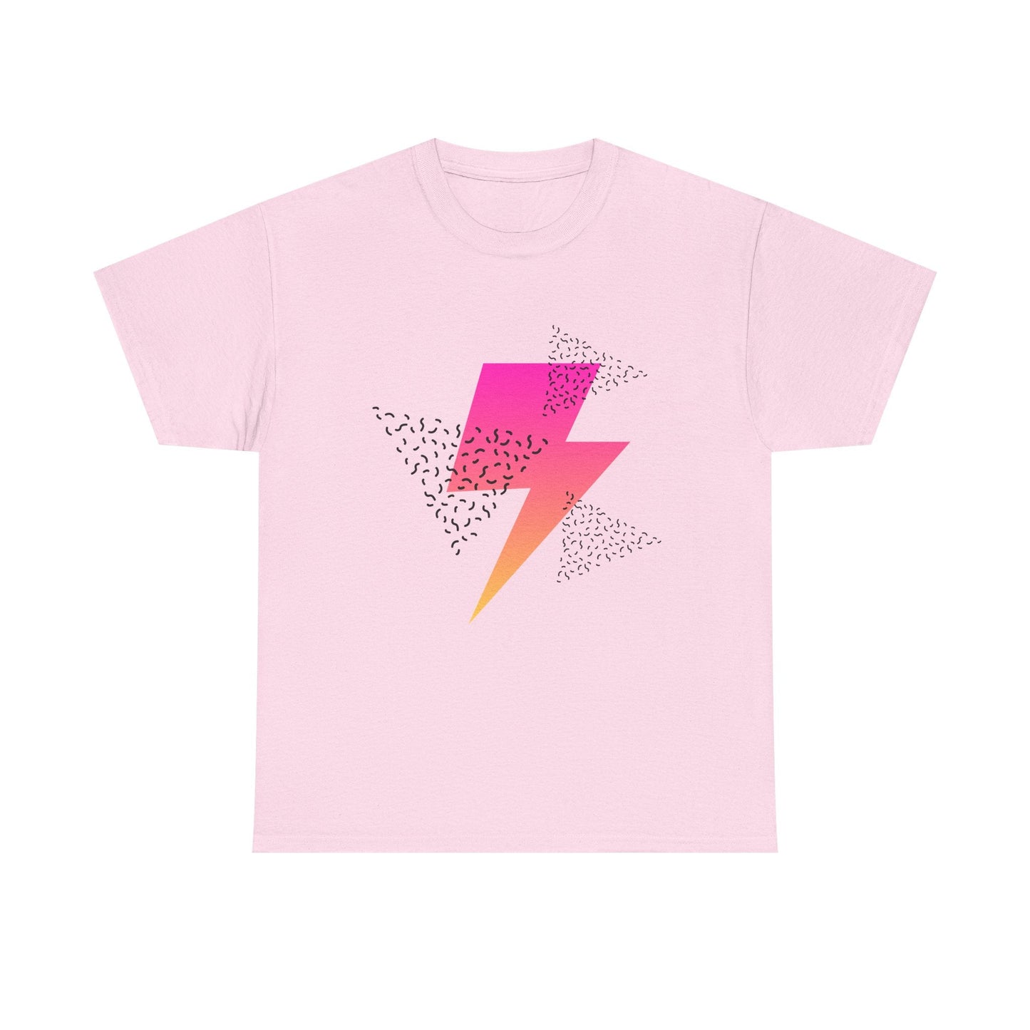Lightning Bolt Graphic Tee — Retro Pink & Orange Gradient Storm T-Shirt Printify