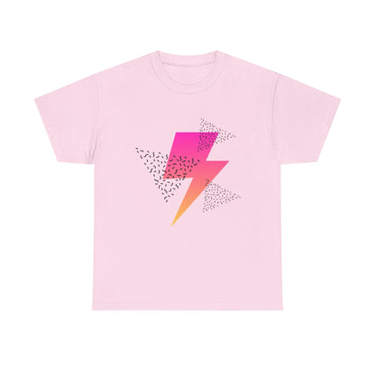 Lightning Bolt Graphic Tee — Retro Pink & Orange Gradient Storm T-Shirt Printify