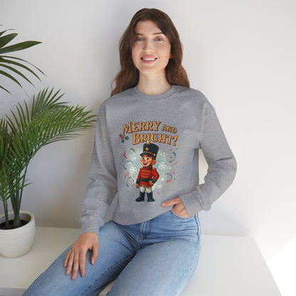 Merry and Bright Nutcracker Sweatshirt — Vintage Holiday Crewneck