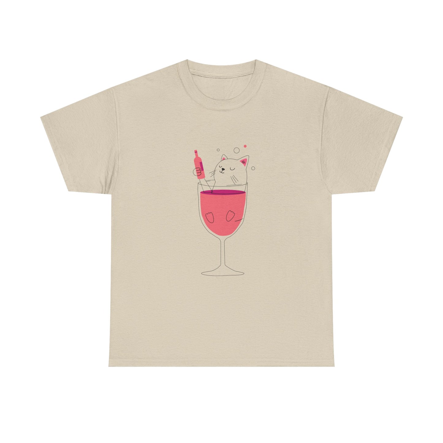 Wine Glass Cat T-Shirt — Cute Cat in a Wine Glass Graphic Tee Printify