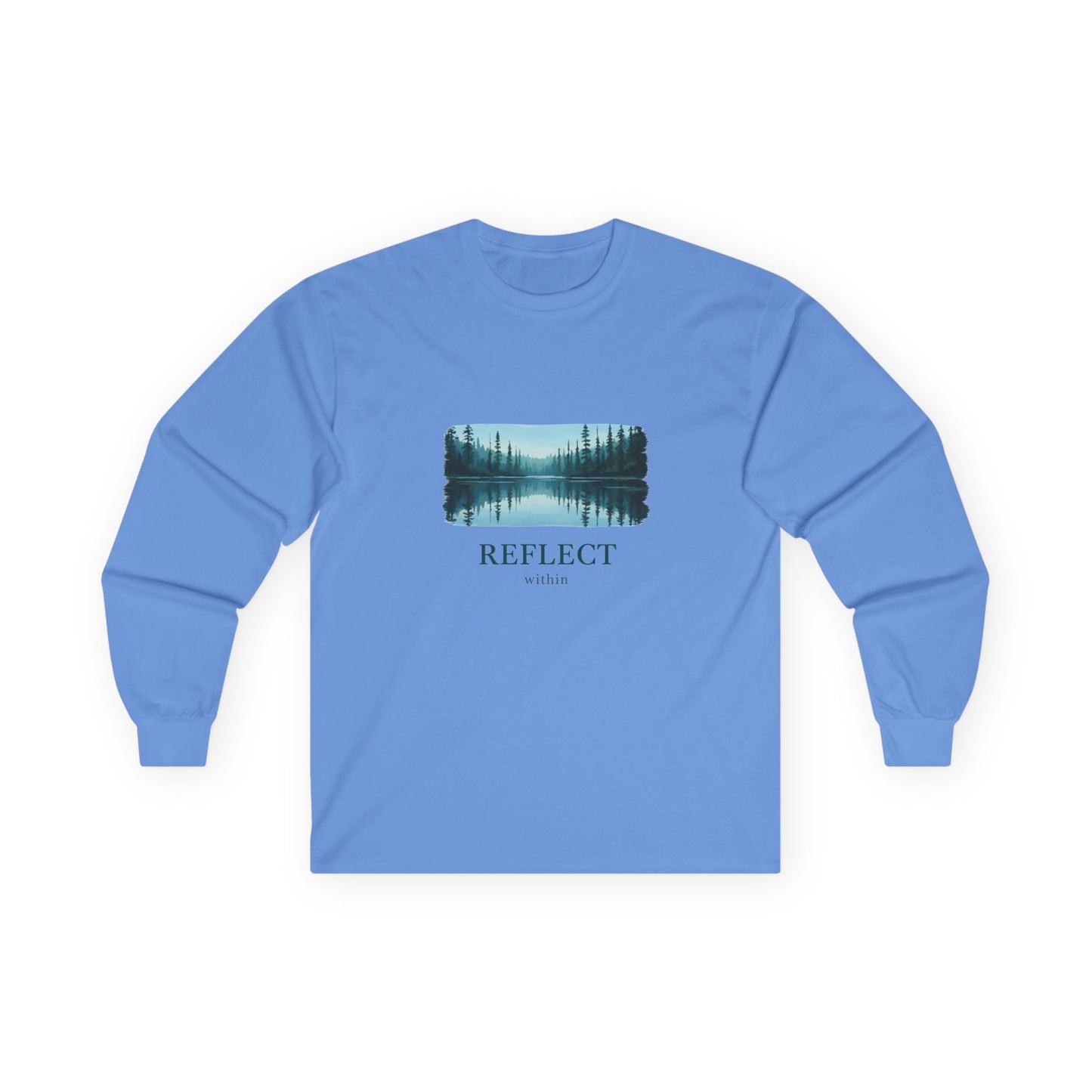 Reflect Lake Long Sleeve Tee — Scenic Nature Graphic T-shirt