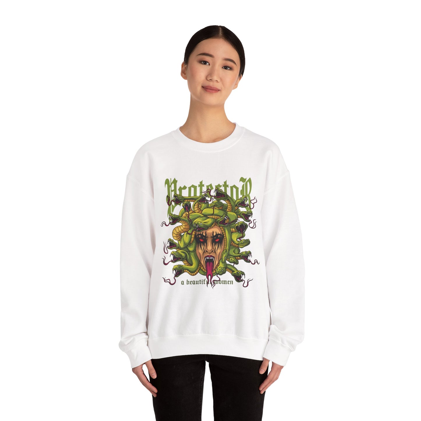 Medusa Graphic Sweatshirt — 'Protestor' Horror Myth Printify