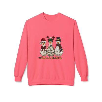 Christmas Duck Family Sweatshirt — Festive Holiday Trio Crewneck Printify