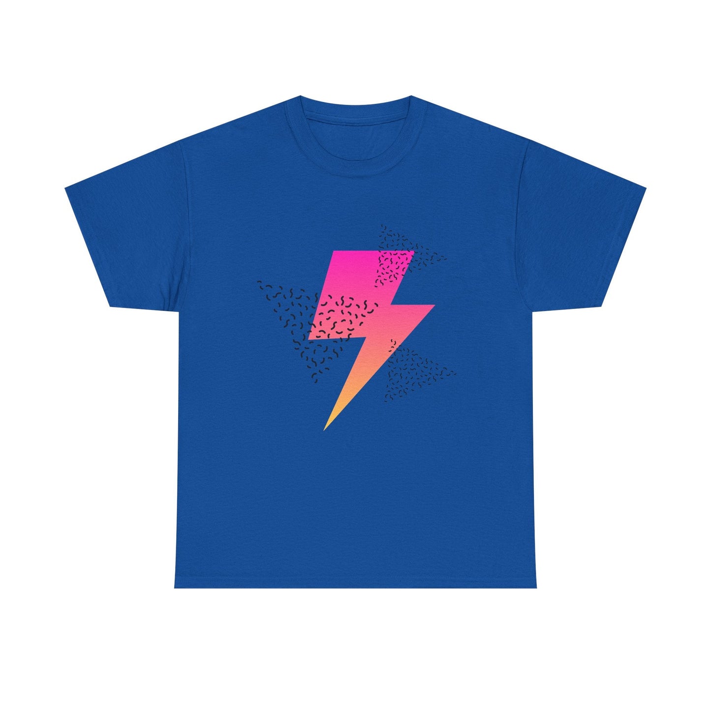 Lightning Bolt Graphic Tee — Retro Pink & Orange Gradient Storm T-Shirt Printify