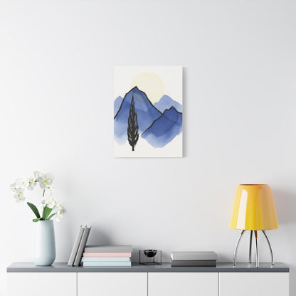 Blue Mountain Watercolor Canvas Wall Art — Minimal Landscape Print Printify