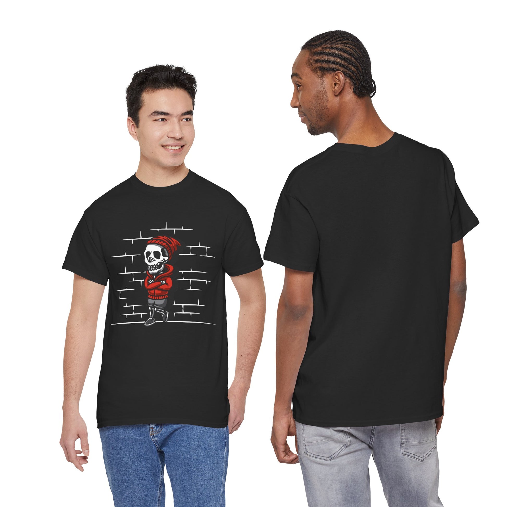 Skeleton Against the Wall T-Shirt Printify