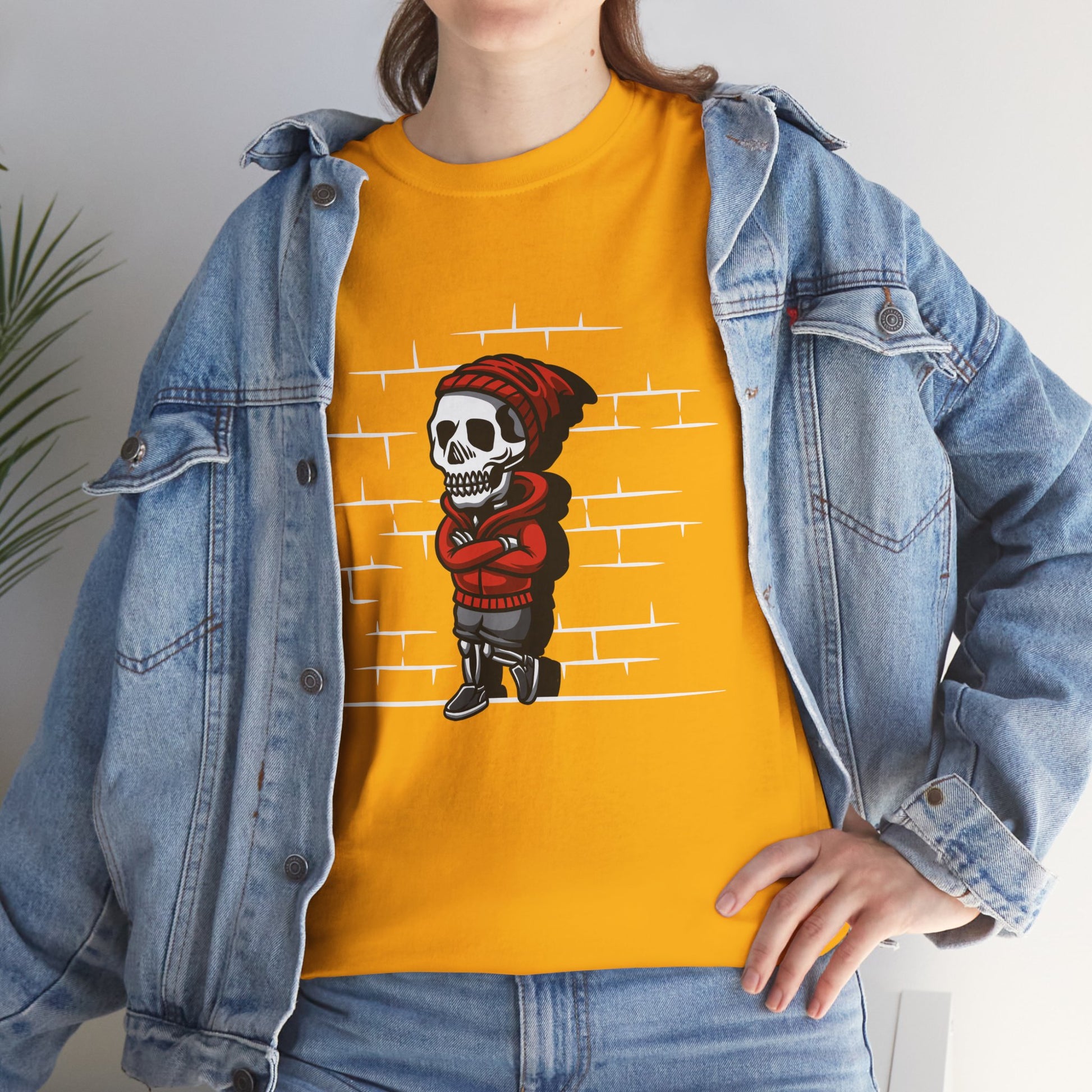 Skeleton Against the Wall T-Shirt Printify