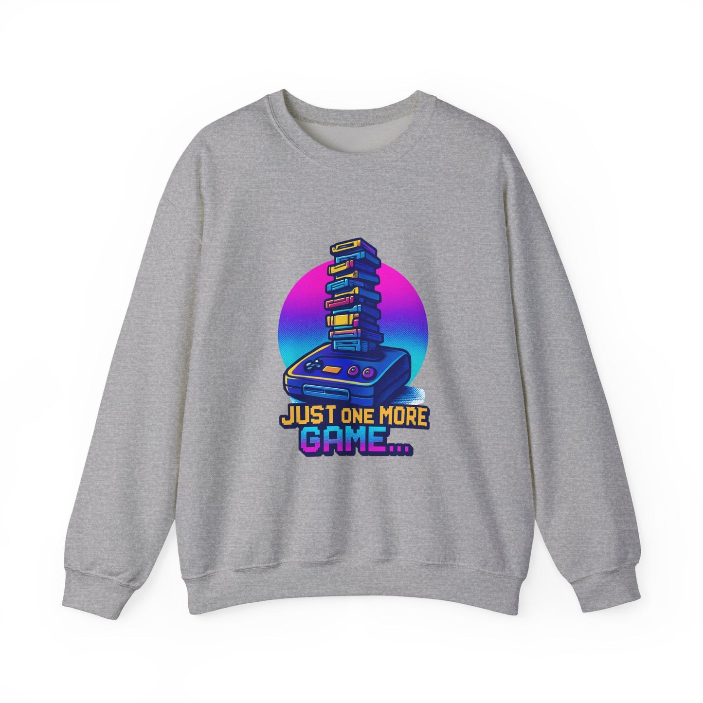 Gaming Crewneck Sweatshirt — Retro Console 'Just One More Game' Design Printify