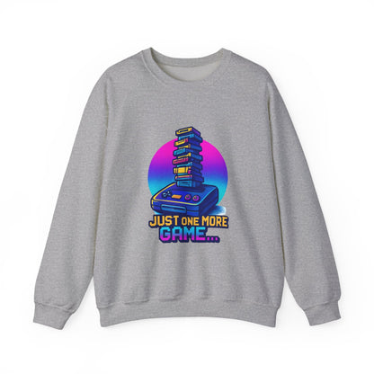 Gaming Crewneck Sweatshirt — Retro Console 'Just One More Game' Design Printify