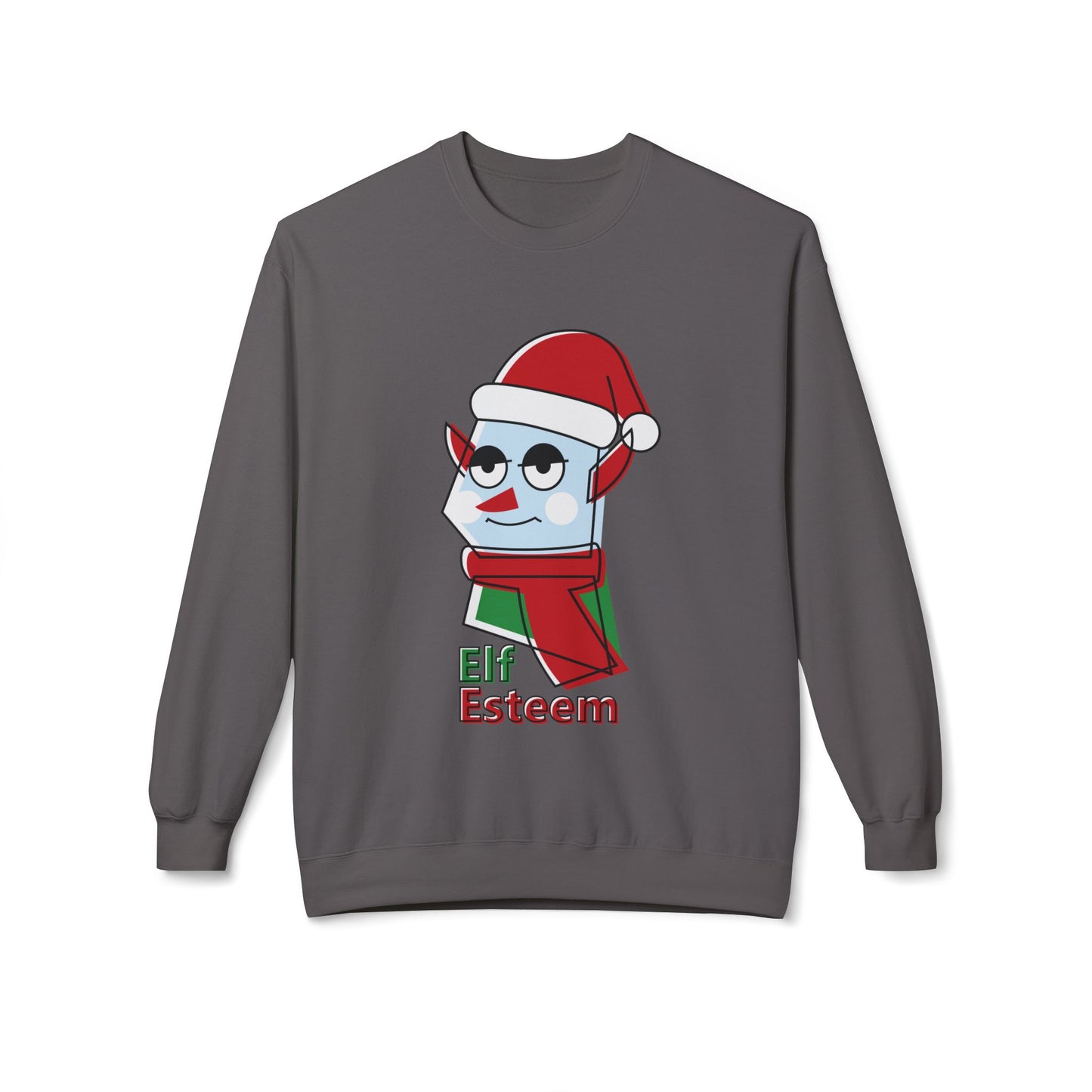 Elf Esteem Crewneck Sweatshirt — Funny Retro Holiday Christmas Sweater Printify