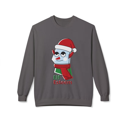 Elf Esteem Crewneck Sweatshirt — Funny Retro Holiday Christmas Sweater Printify