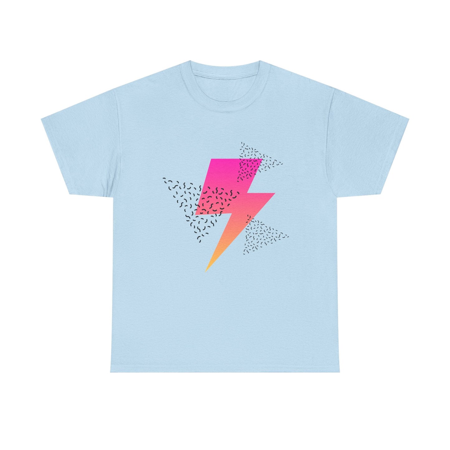 Lightning Bolt Graphic Tee — Retro Pink & Orange Gradient Storm T-Shirt Printify