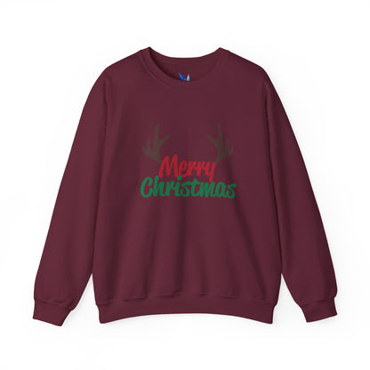 Merry Christmas Reindeer Antlers Crewneck Sweatshirt Printify