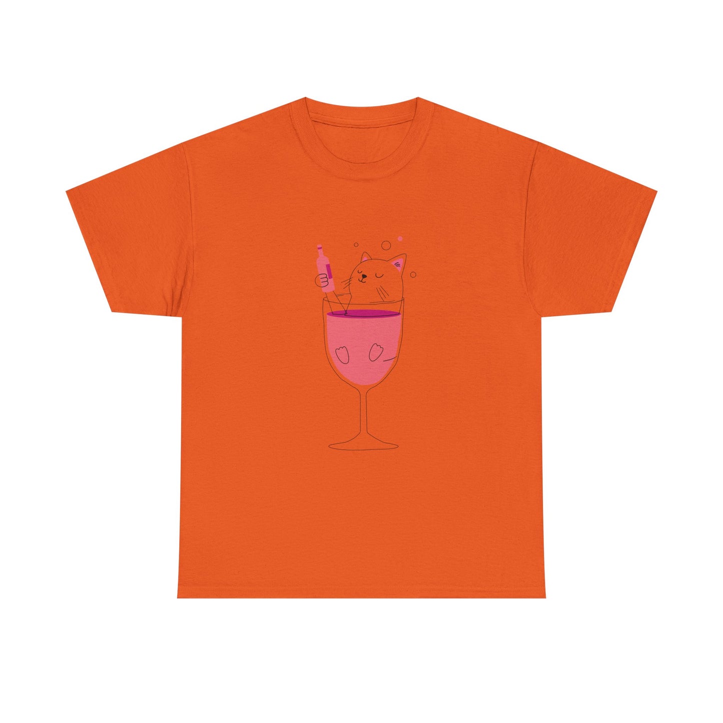Wine Glass Cat T-Shirt — Cute Cat in a Wine Glass Graphic Tee Printify