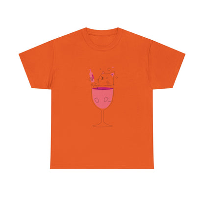 Wine Glass Cat T-Shirt — Cute Cat in a Wine Glass Graphic Tee Printify