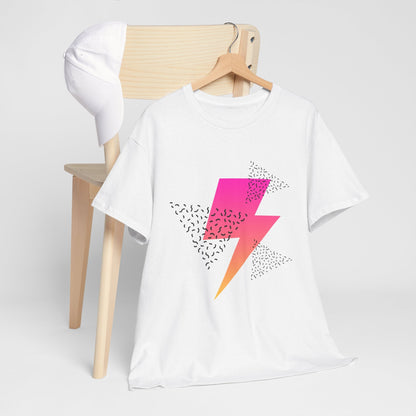 Lightning Bolt Graphic Tee — Retro Pink & Orange Gradient Storm T-Shirt Printify