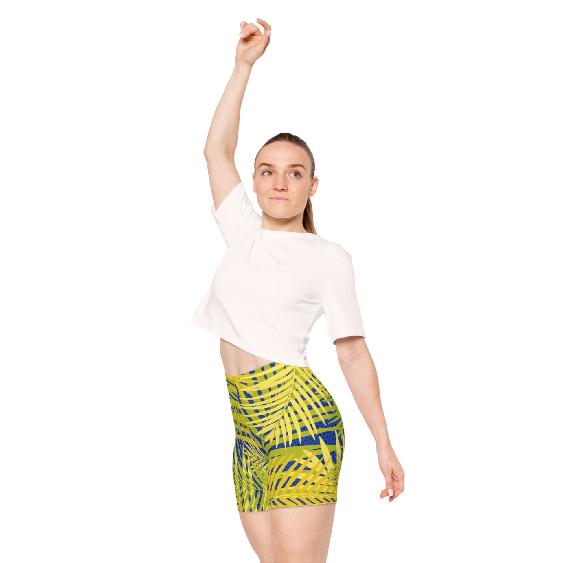 Tropical Palm Print Biker Shorts Printify