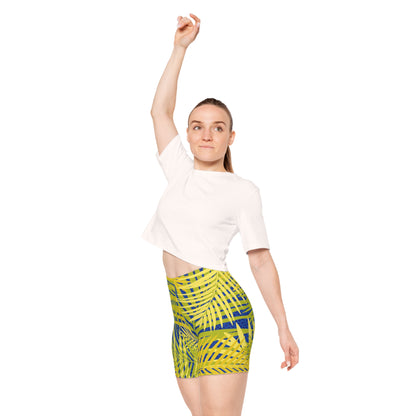 Tropical Palm Print Biker Shorts Printify