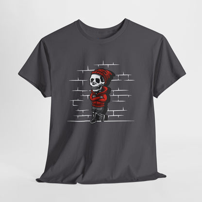Skeleton Against the Wall T-Shirt Printify
