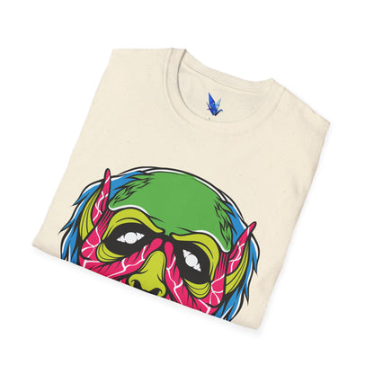 Horror Neon Zombie Skull T-Shirt Printify