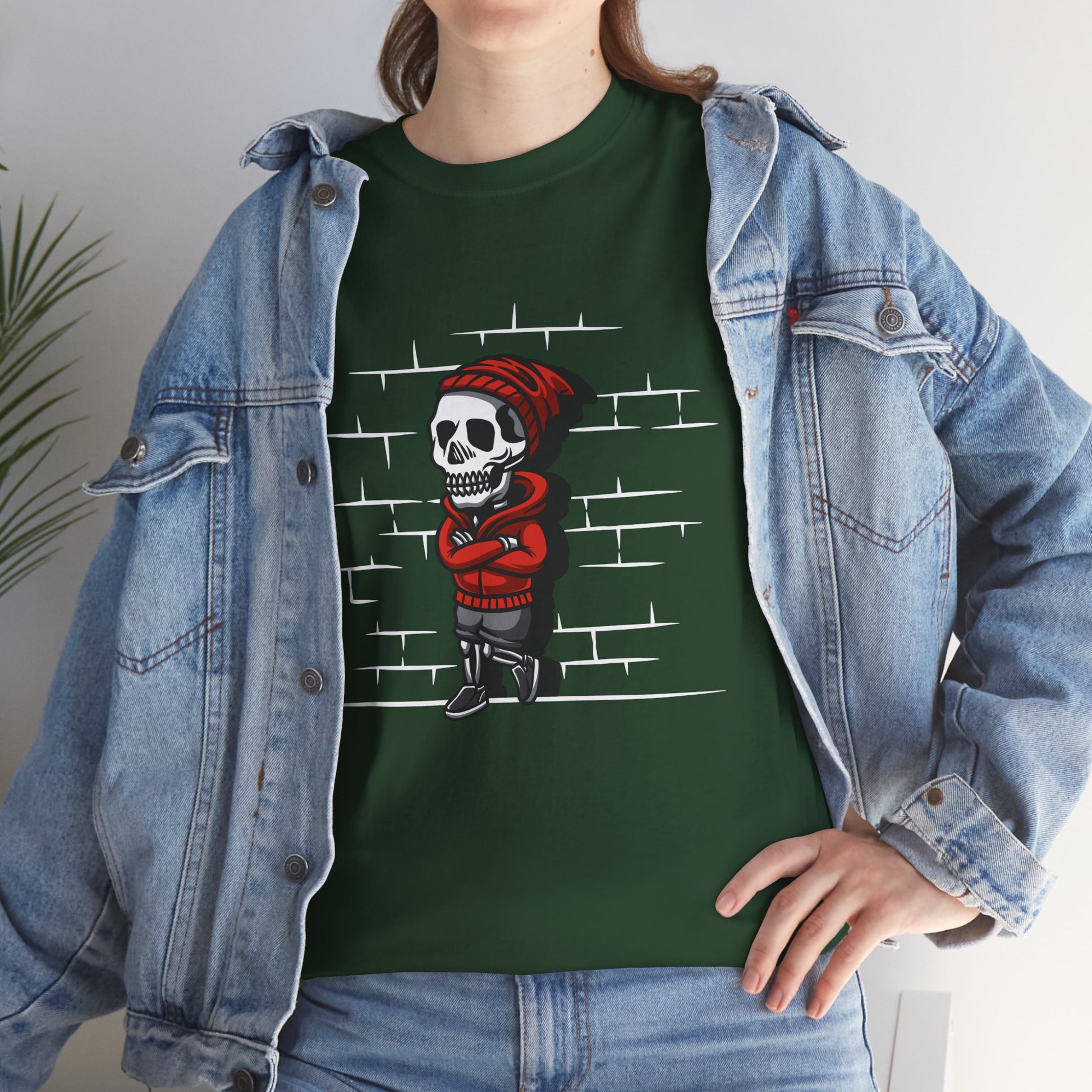Skeleton Against the Wall T-Shirt Printify
