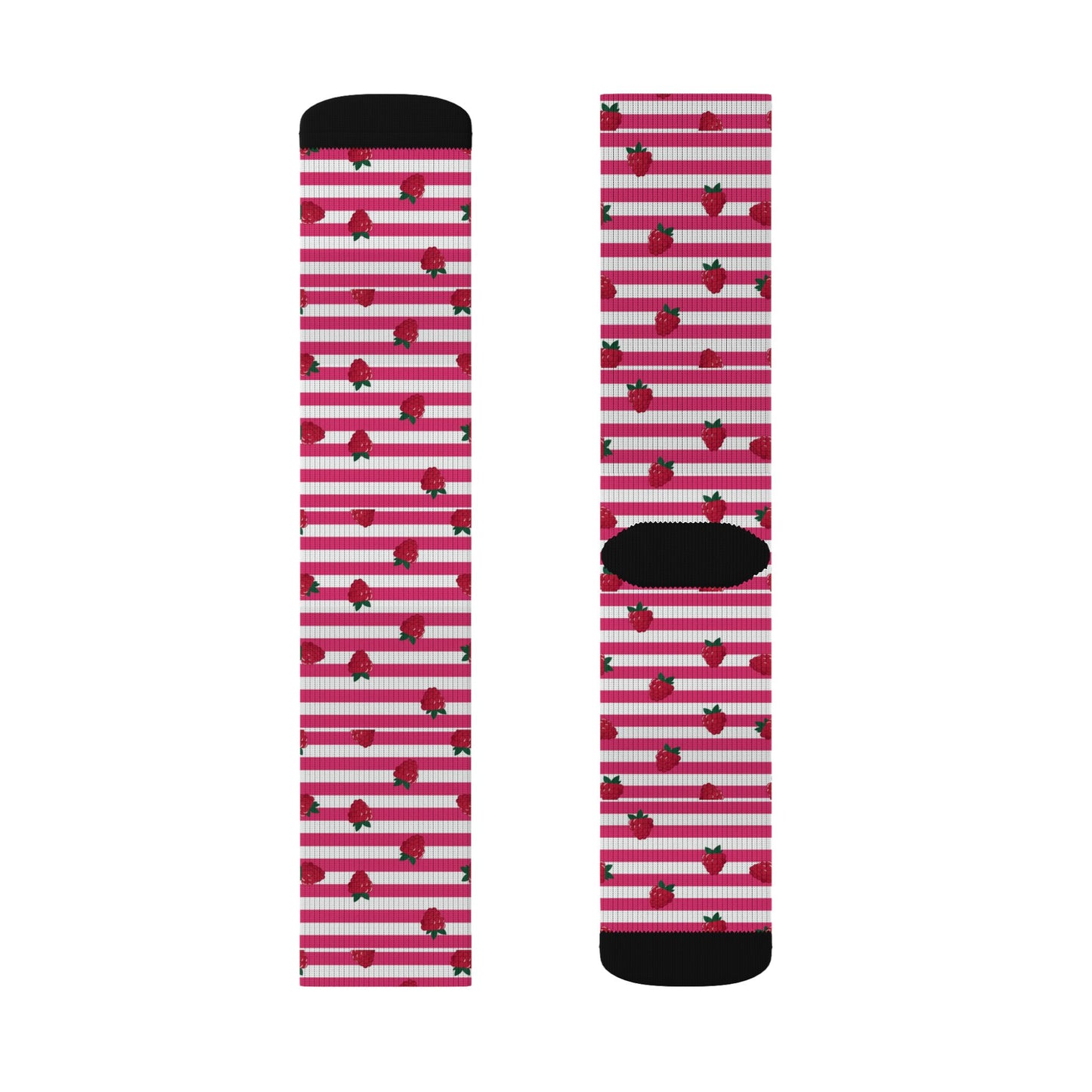 Heart Stripe Socks — Pink Valentine Sublimation Crew Socks Printify
