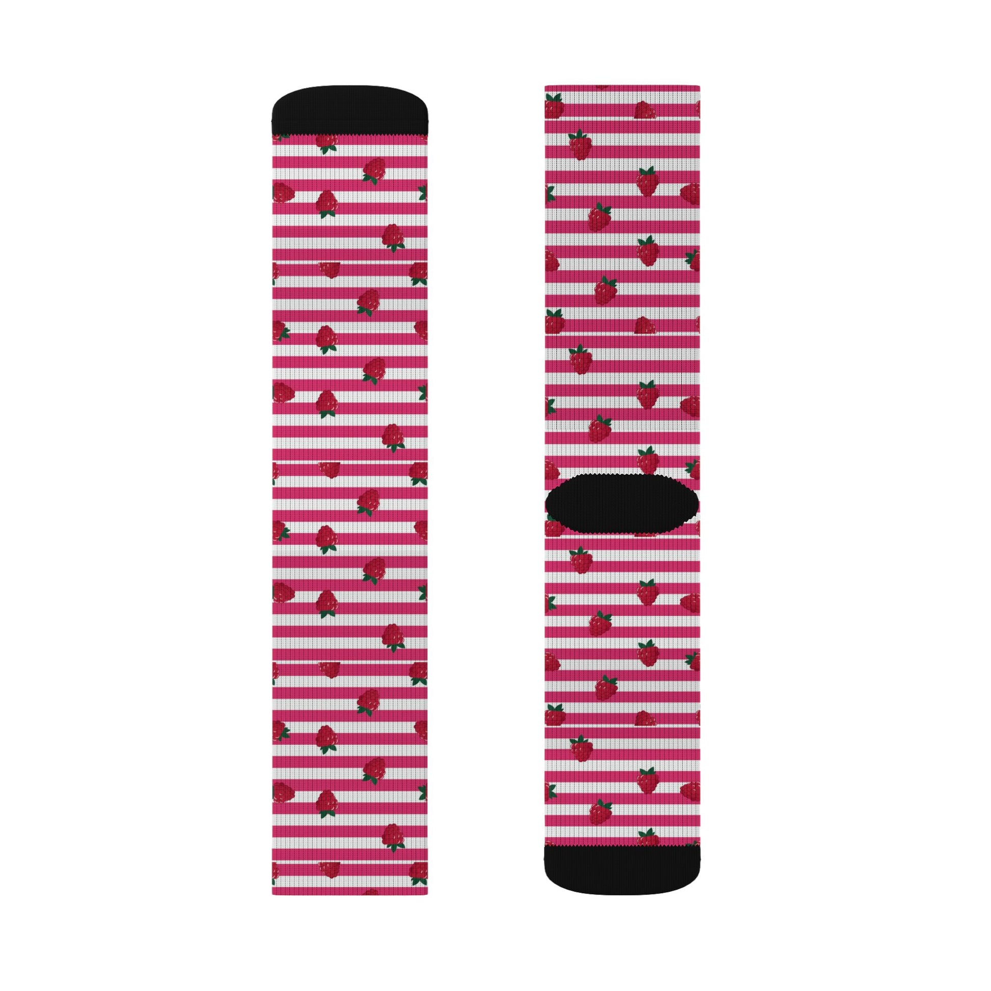 Heart Stripe Socks — Pink Valentine Sublimation Crew Socks Printify