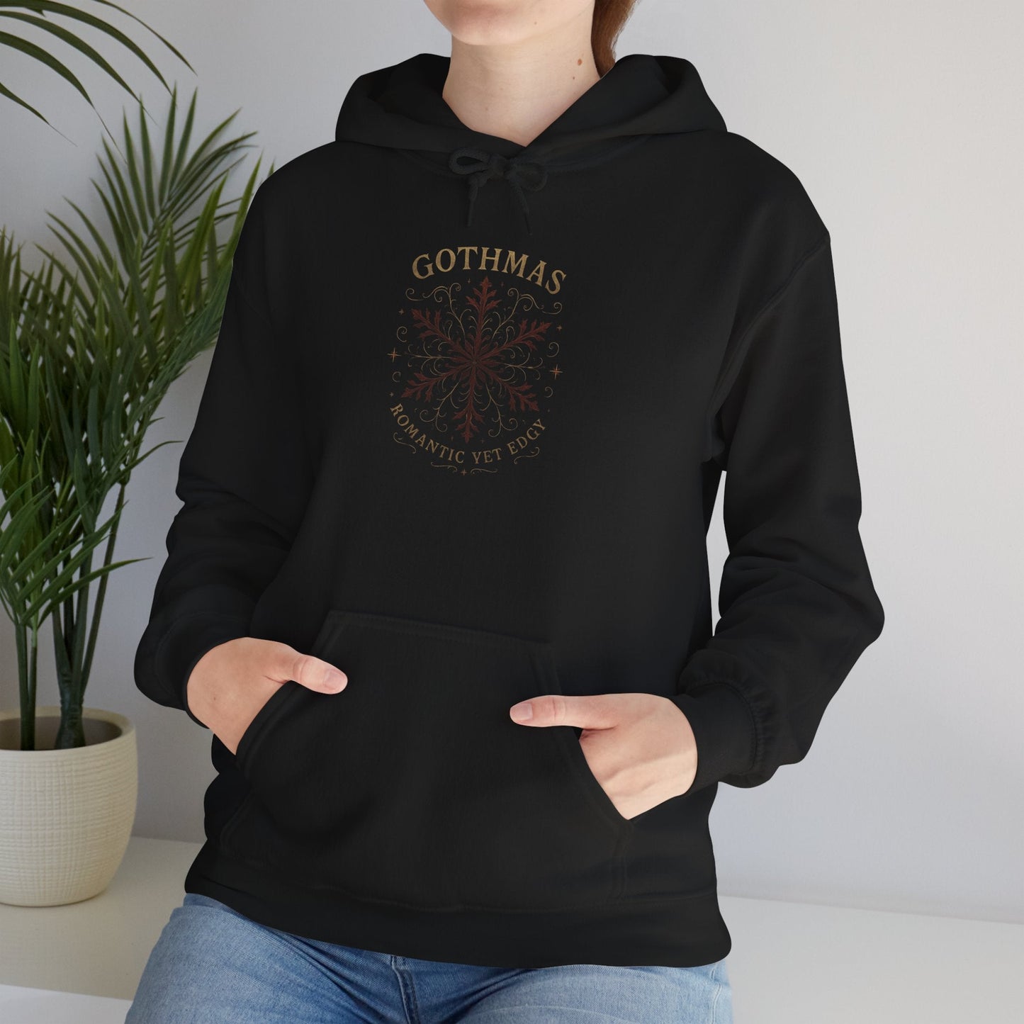 Gothmas Snowflake Hoodie — Minimal Winter Holiday Hoodie Printify