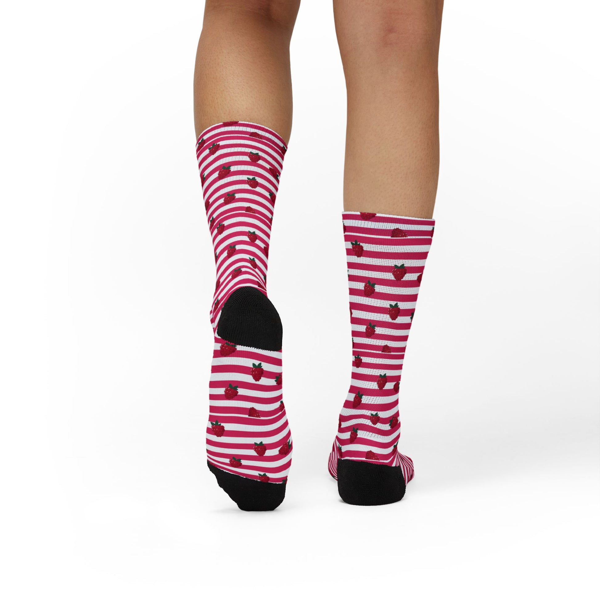 Heart Stripe Socks — Pink Valentine Sublimation Crew Socks Printify