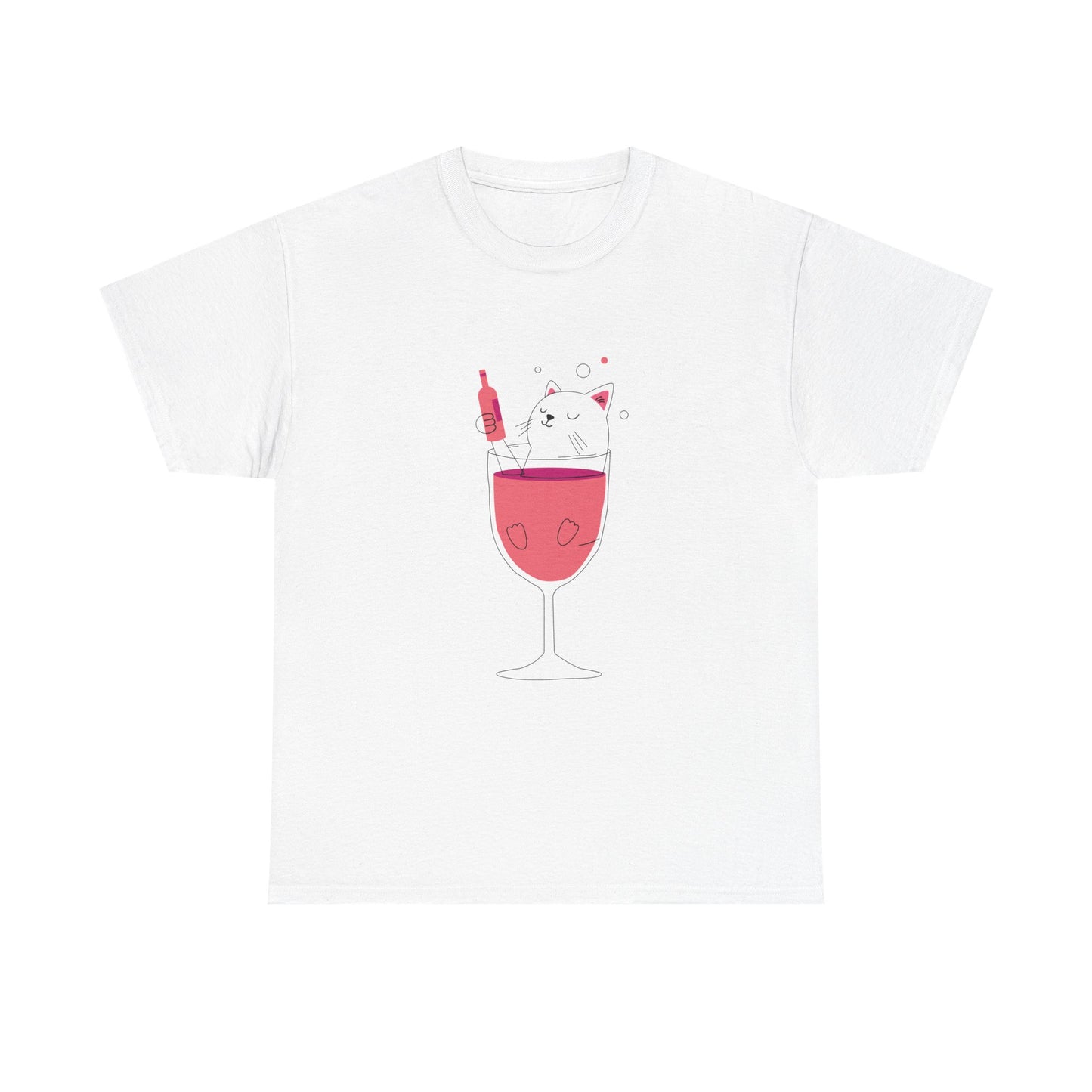 Wine Glass Cat T-Shirt — Cute Cat in a Wine Glass Graphic Tee Printify