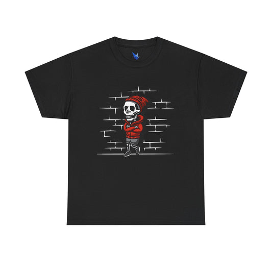 Skeleton Against the Wall T-Shirt Printify