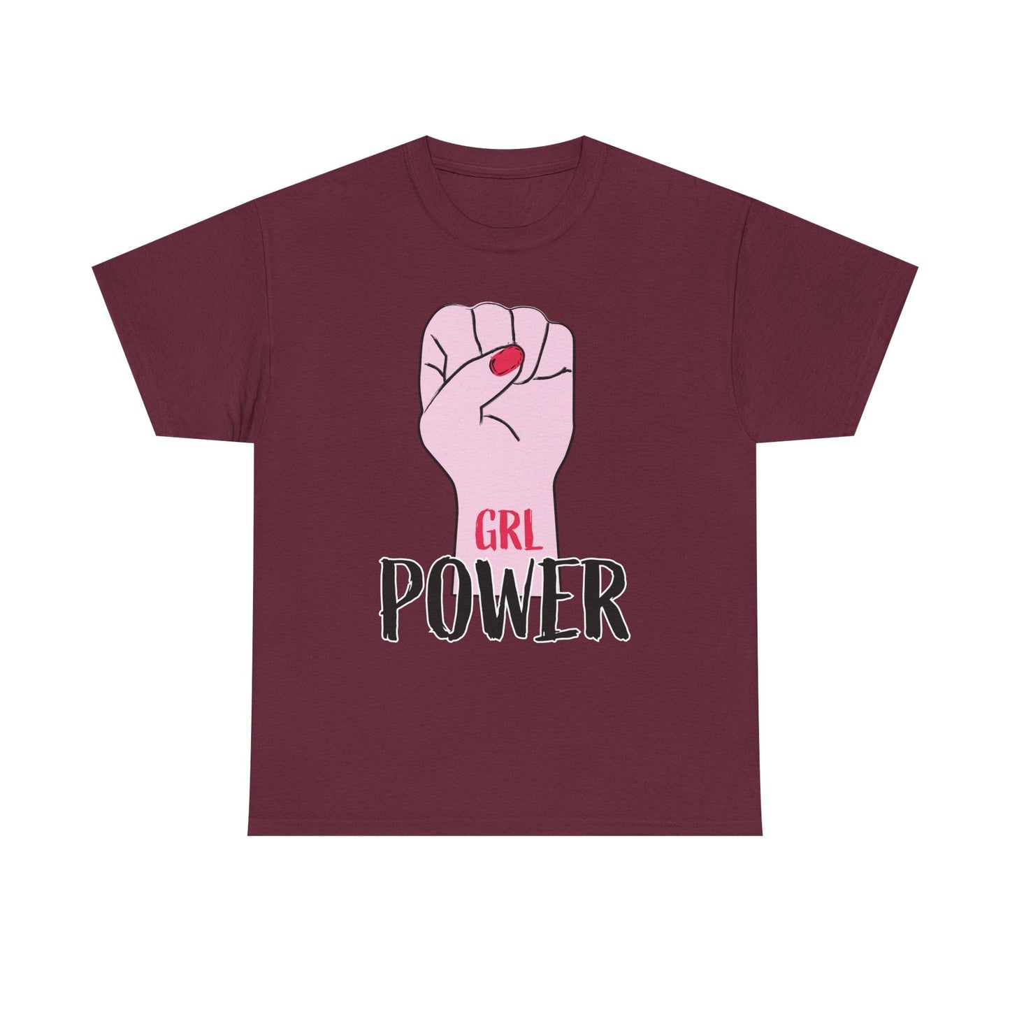 Girl Power T-Shirt — Feminist Raised Fist Tee (Pink Nail Design) Printify