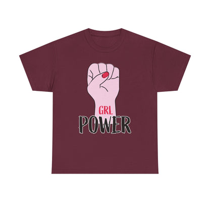 Girl Power T-Shirt — Feminist Raised Fist Tee (Pink Nail Design) Printify