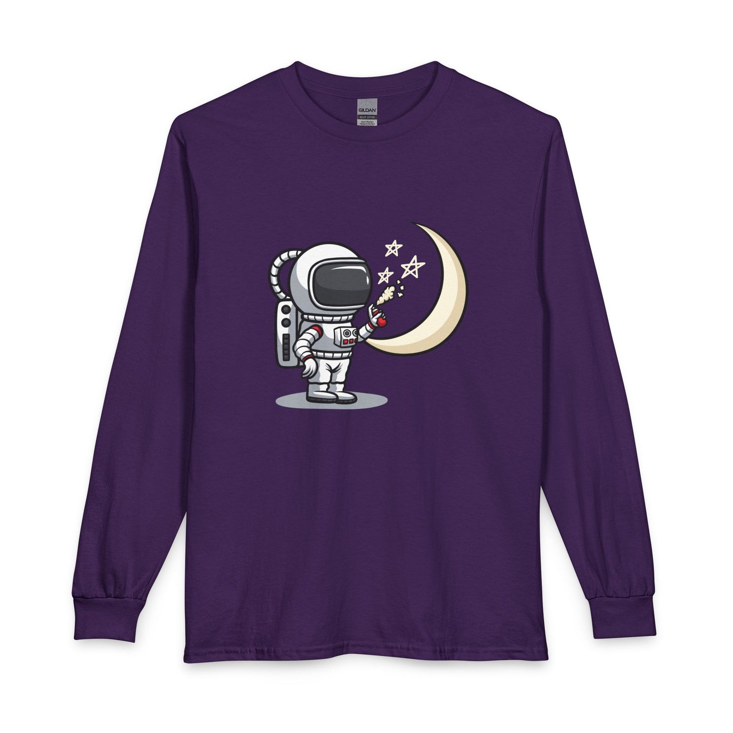 Astronaut & Moon Long Sleeve Tee — Cute Space Explorer Graphic T-shirt Printify