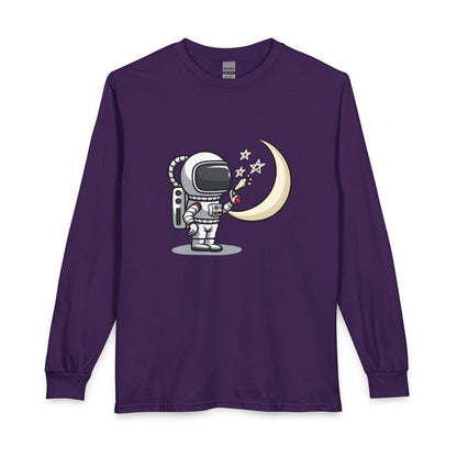 Astronaut & Moon Long Sleeve Tee — Cute Space Explorer Graphic T-shirt Printify