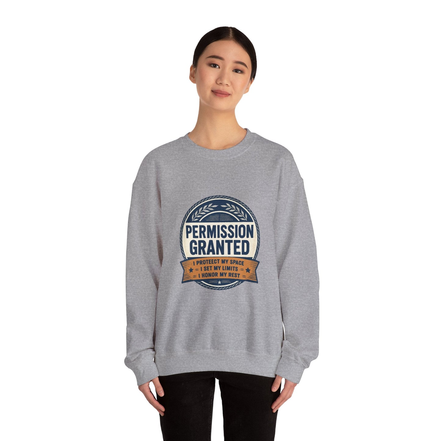 Permission Granted Sweatshirt – Inspirational Self-Care Crewneck Printify