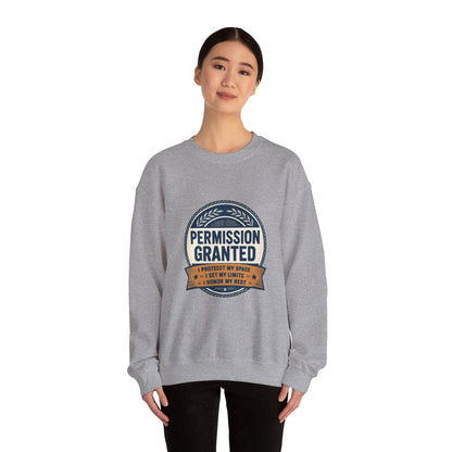 Permission Granted Sweatshirt – Inspirational Self-Care Crewneck Printify