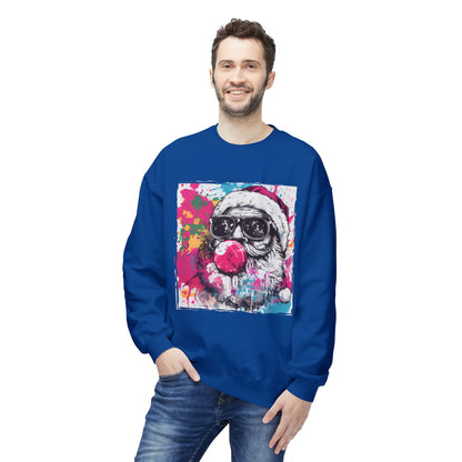 Skull Santa Bubblegum Sweatshirt – Colorful Holiday Graphic Crewneck Printify