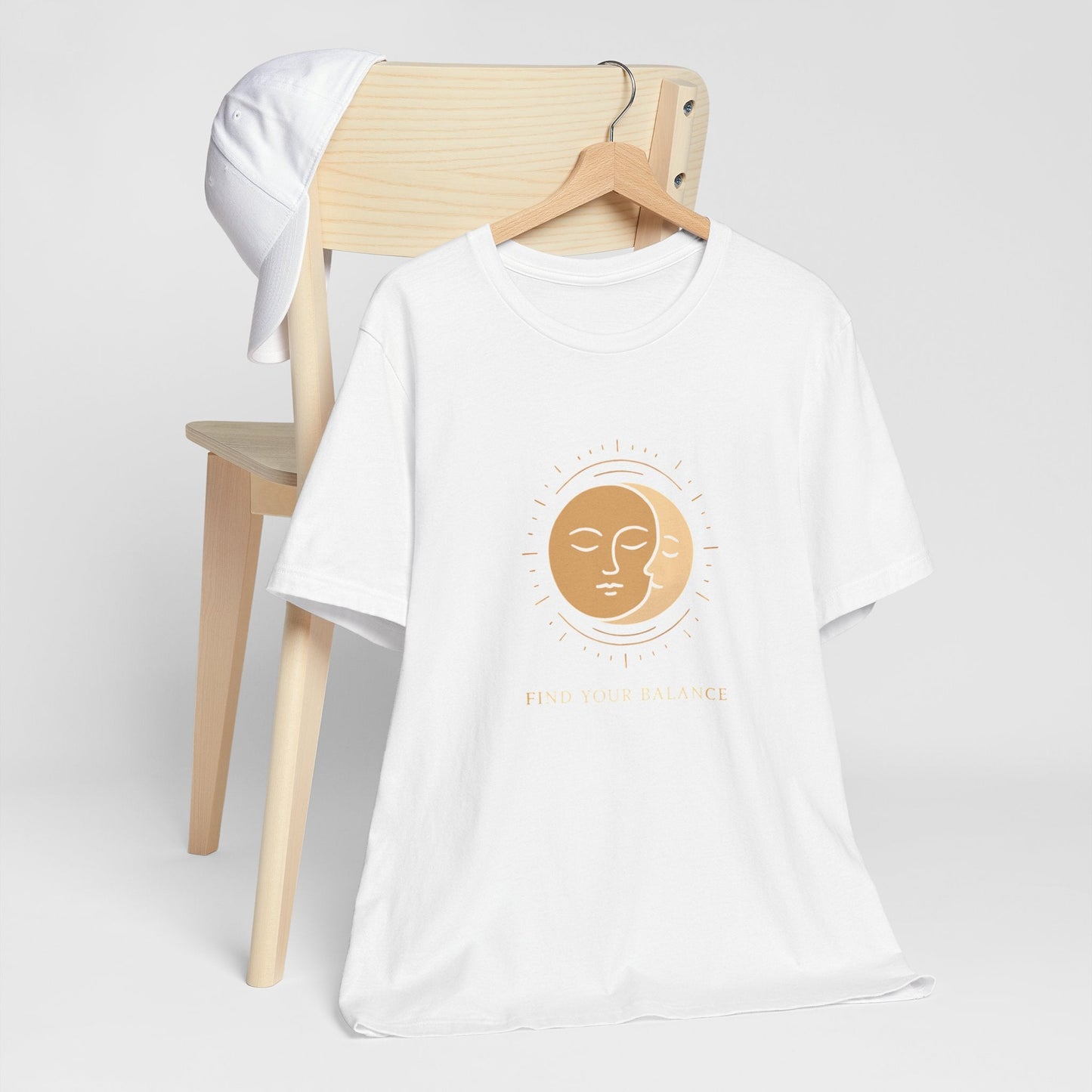 Sun & Moon Minimalist Tee — Celestial Face Graphic T-Shirt Printify