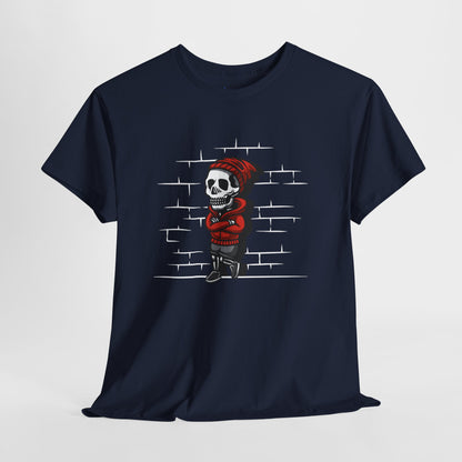 Skeleton Against the Wall T-Shirt Printify