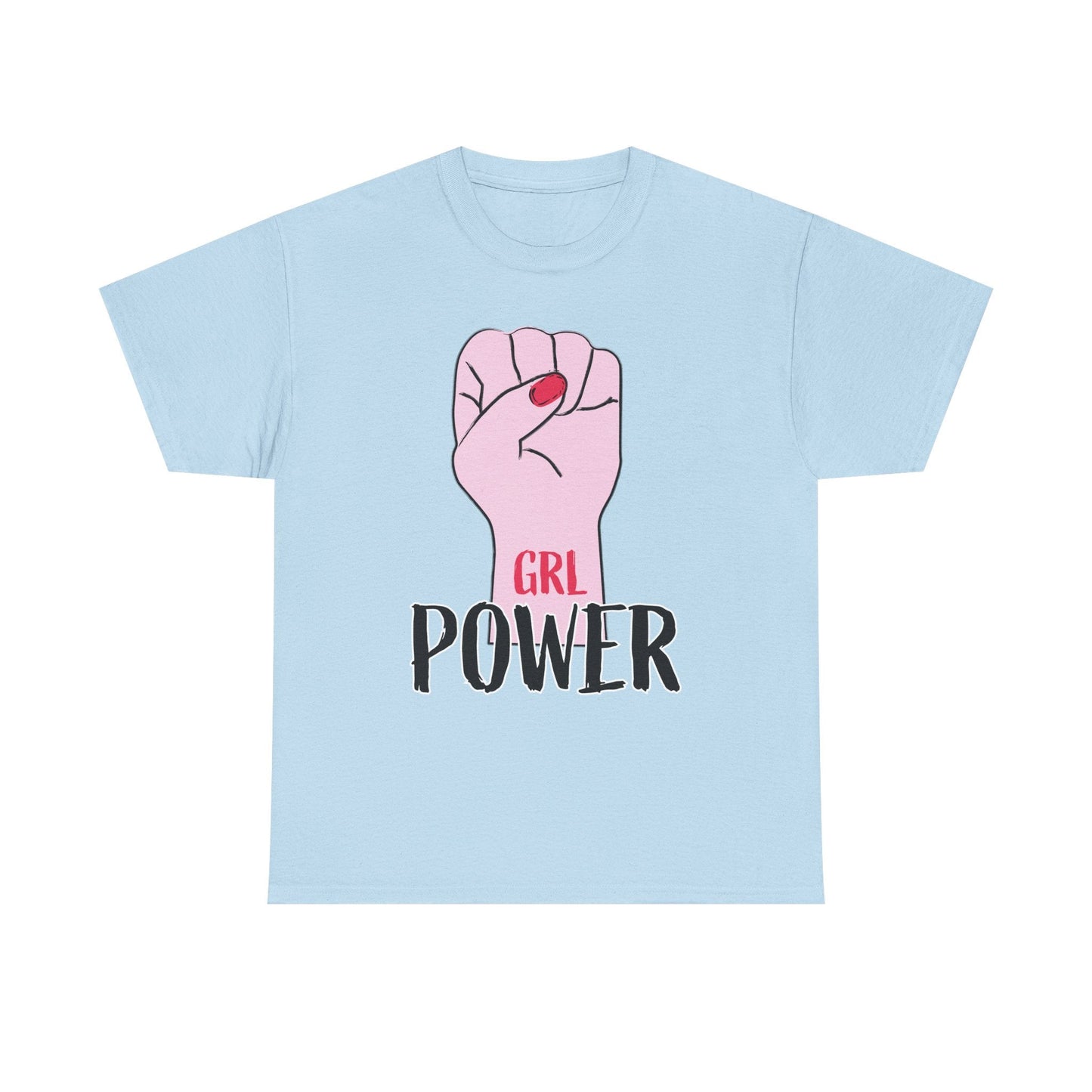 Girl Power T-Shirt — Feminist Raised Fist Tee (Pink Nail Design) Printify