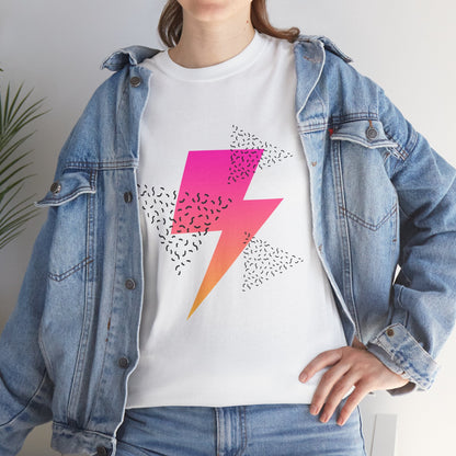 Lightning Bolt Graphic Tee — Retro Pink & Orange Gradient Storm T-Shirt Printify