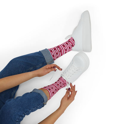 Heart Stripe Socks — Pink Valentine Sublimation Crew Socks Printify