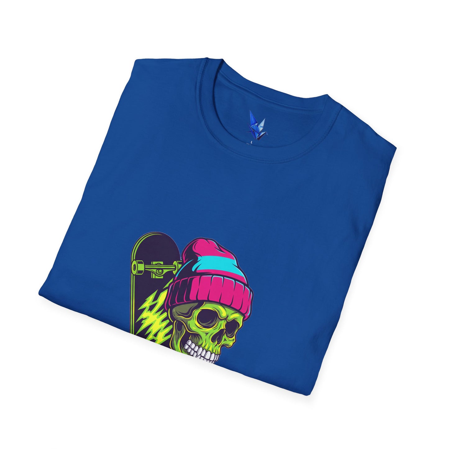 Skate or Die Skull T-Shirt — Neon Skateboard Graphic Tee Printify