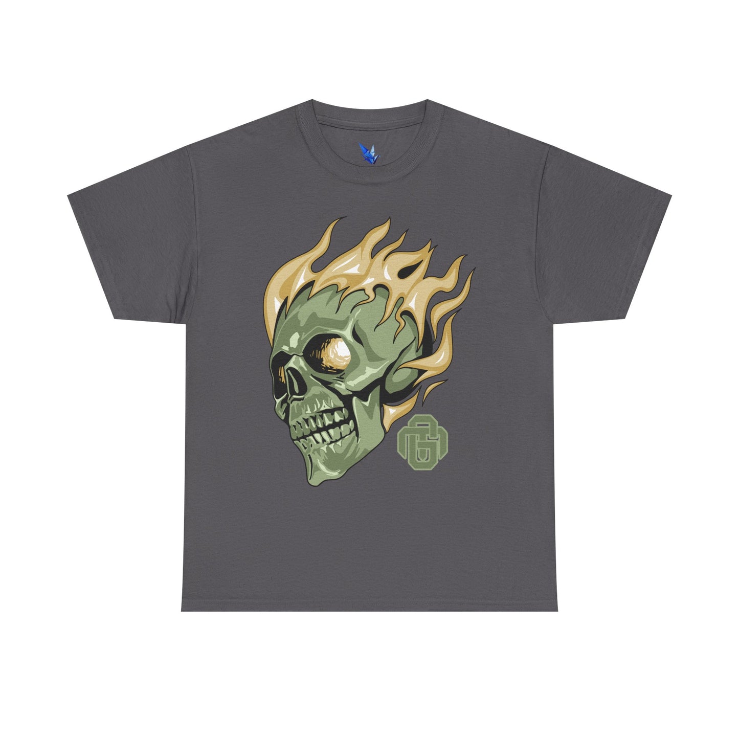 Flaming Green Skull Tee — Edgy Horror Graphic T-Shirt Printify