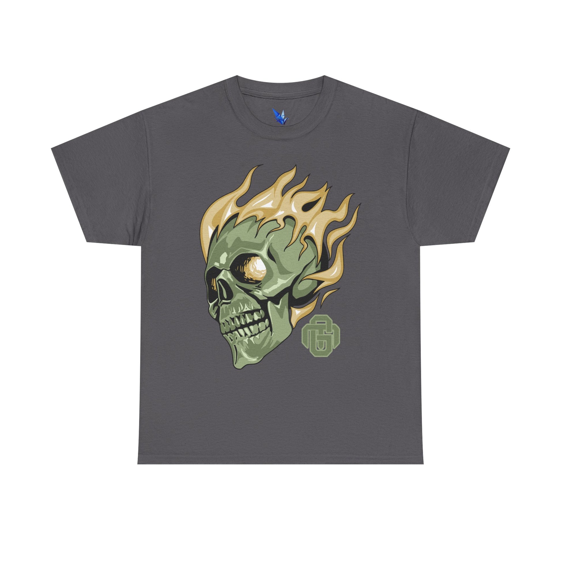 Flaming Green Skull Tee — Edgy Horror Graphic T-Shirt Printify