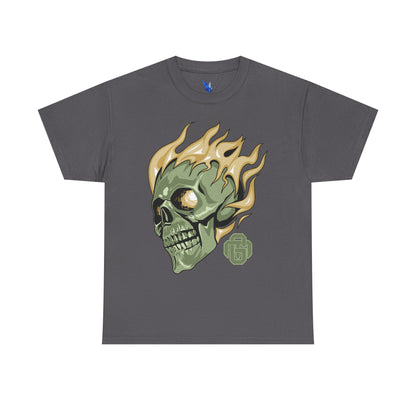 Flaming Green Skull Tee — Edgy Horror Graphic T-Shirt Printify