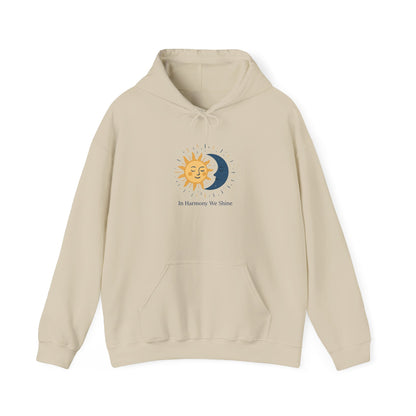 Sun and Moon Harmony Hoodie — "In Harmony We Thrive" Graphic Printify