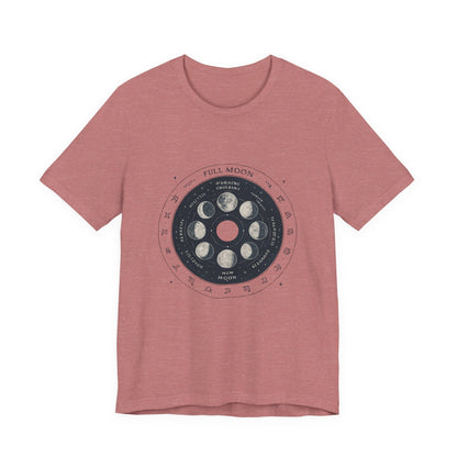 Moon Phases T-Shirt — Illustrated Lunar Cycle Tee (Full Moon, New Moon & Zodiac Icons) Printify